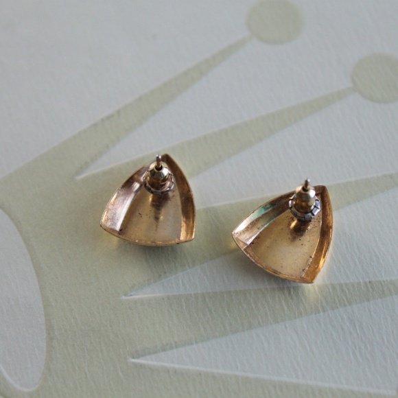 Gold and Coral Costume Post Earrings - Picture 3 of 3